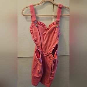 Sugar Thrillz Pink Heart-Shaped Ruffle Overalls - XL NWT